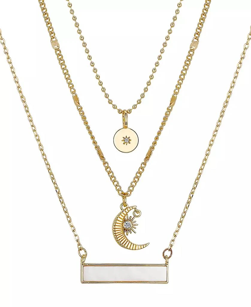Unwritten 14K Gold Flash-Plated 3-Piece Celestial Layered Pendant Set 3