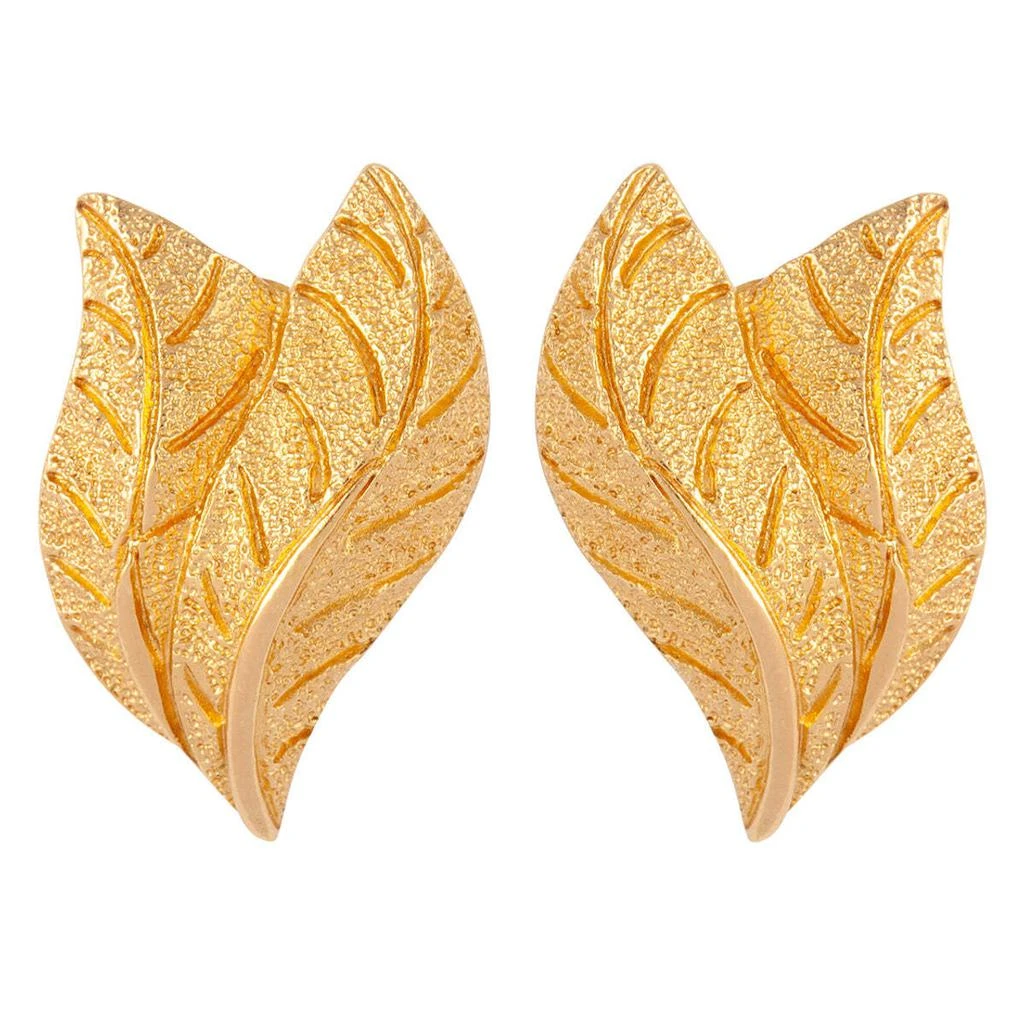 Susan Caplan Vintage 1980s vintage burberry leaf clip-on earrings 1