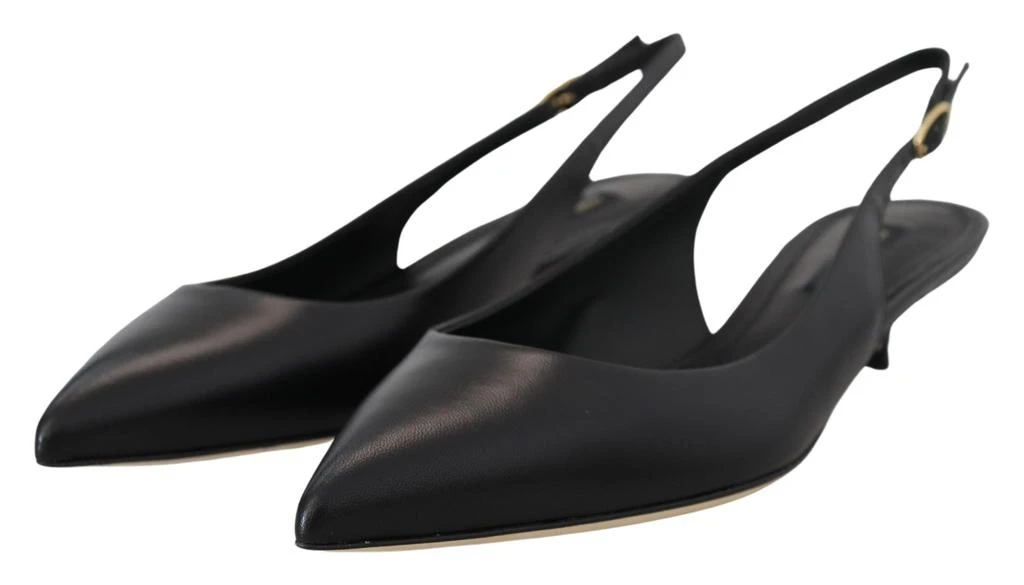 Dolce & Gabbana Dolce & Gabbana Black Leather Slingbacks Heels Pumps Shoes 5