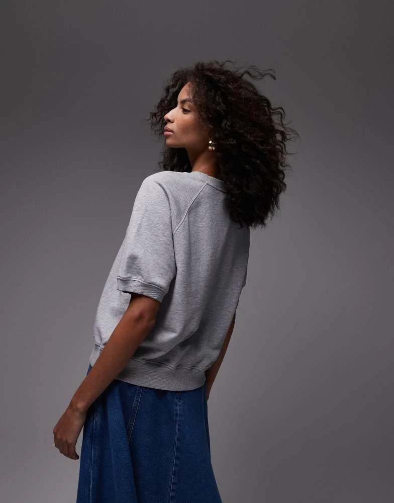 ARKET ARKET soft terry sweatshirt with short sleeves in grey melange 3