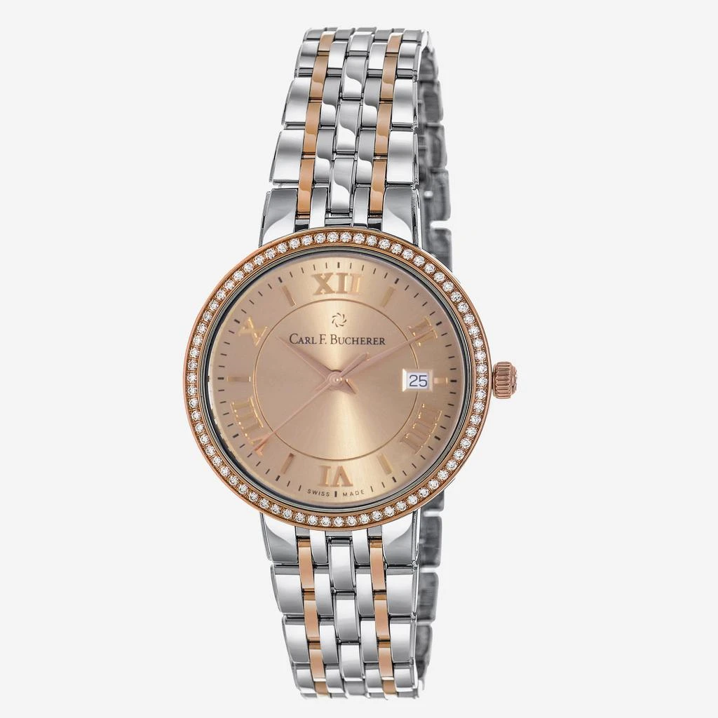 Carl F. Bucherer Carl F. Bucherer Adamavi Date Diamond 18K Rose Gold & Stainless Steel Quartz Women's Watch 00.10315.07.45.31 1