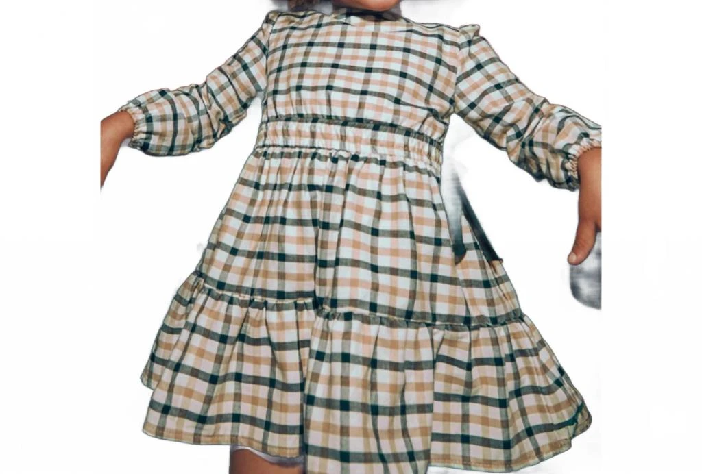 Mayoral Toasted Almond Plaid Dress In Black 2