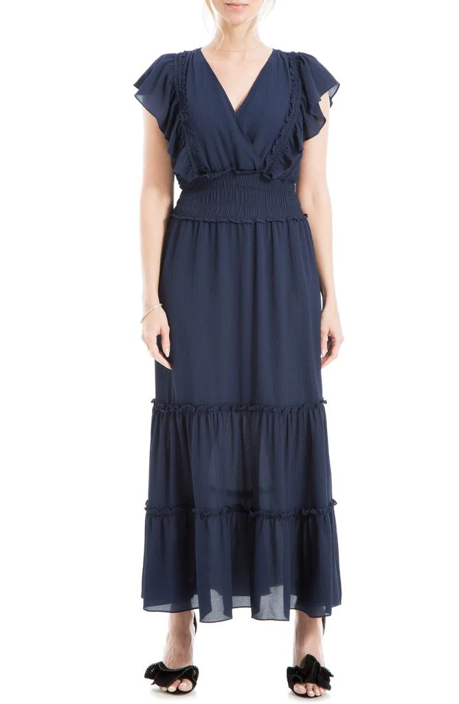 strapless open back dress Golden Gatherings Pleated Satin Maxi Dress – VICI main image 1