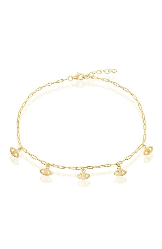 SIMONA Gold Plated Sterling Silver Evil Eye Charm Anklet