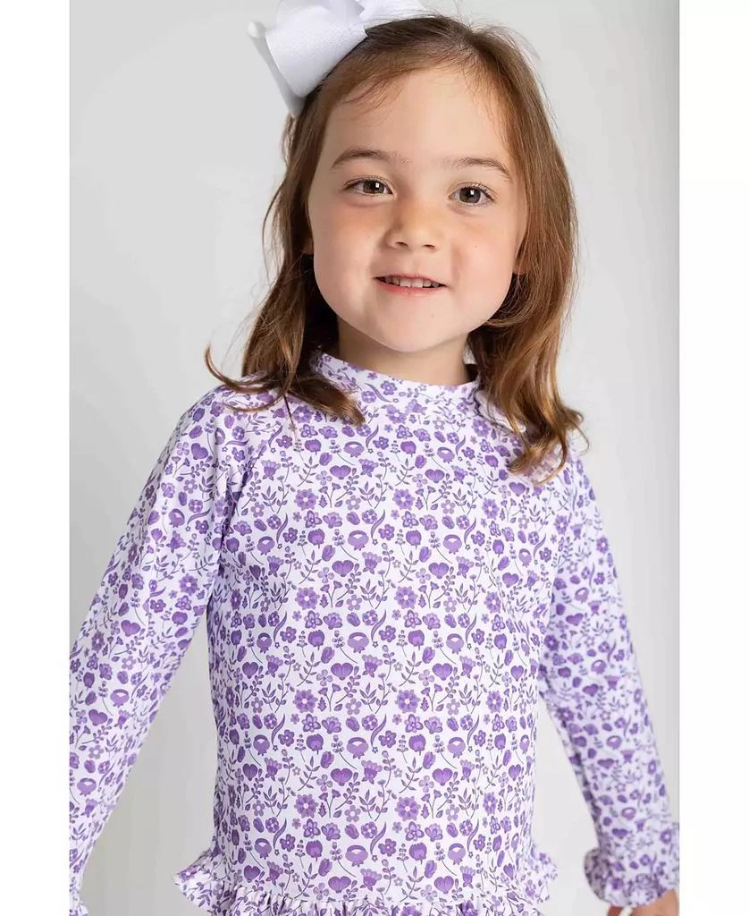 Florence Eiseman Little Girls Floral Print Rashguard Swimsuit with Ruffles 5