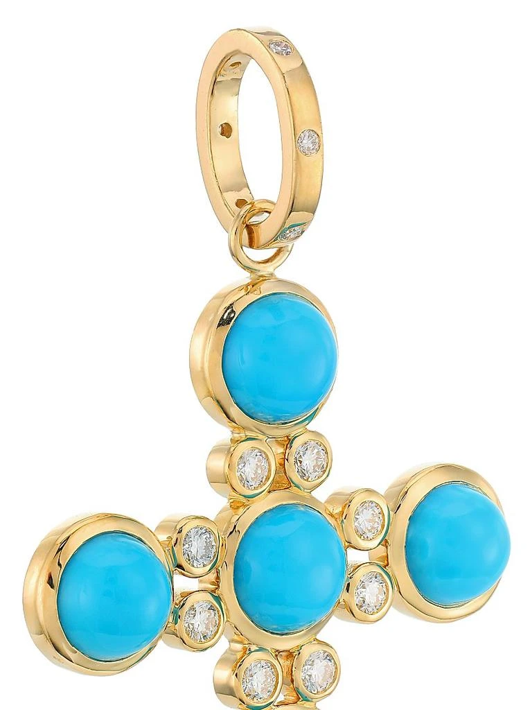 Temple St. Clair Florence86 18K Yellow gold, Turquoise 
Diamond Four Elements Cross Pendant 2