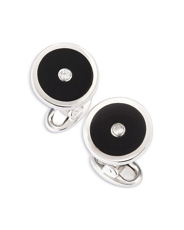 Jan Leslie Diamond and Onyx Round Cufflinks