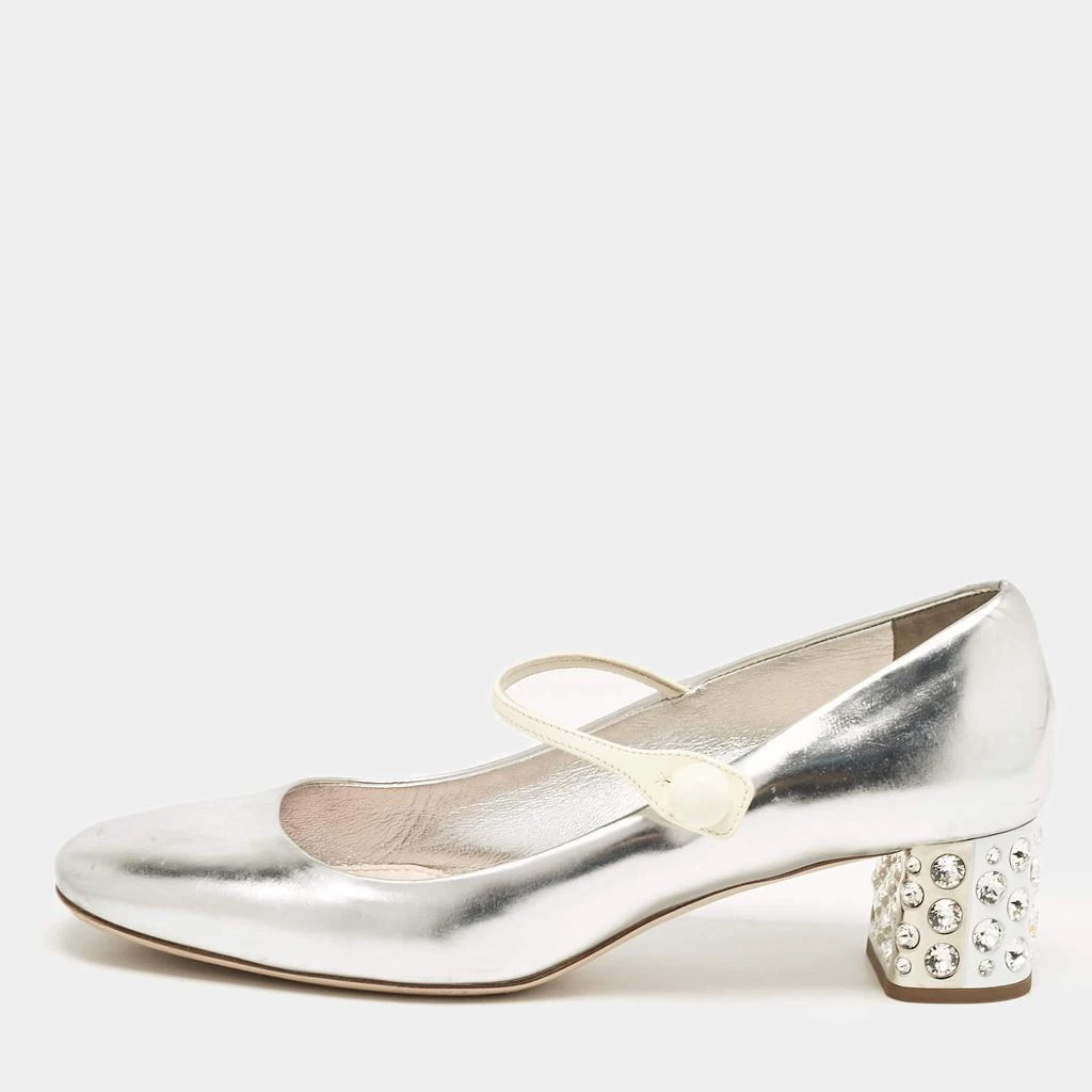 Miu Miu Miu Miu Silver Leather Mary Jane Pumps Size 37 1