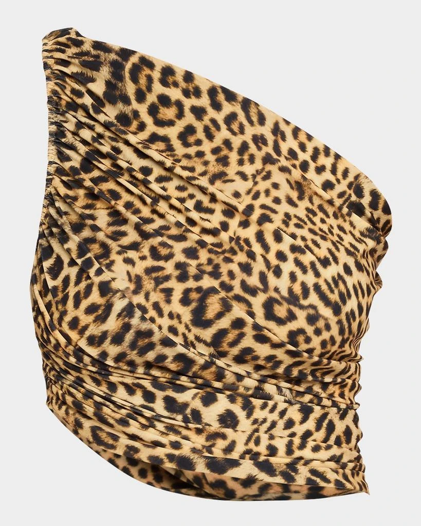 Norma Kamali Diana Leopard Shirred Bikini Top 1