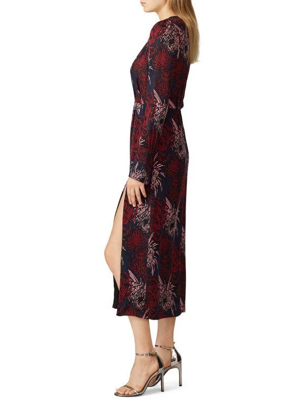 A.L.C. Print Surplice Silk Slit Midi Dress 3