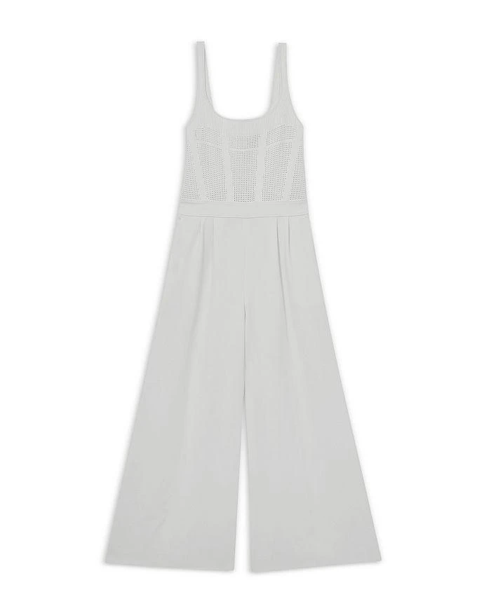 Reiss - Ivory Perforated-knit Wide-leg Jumpsuit, 16 Reiss - Ivory Perforated-knit Wide-leg Jumpsuit, 16