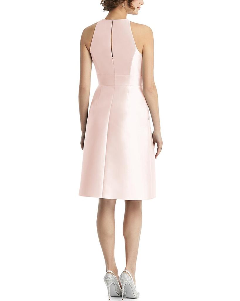 Alfred Sung Alfred Sung High-Neck Satin Cocktail Dress