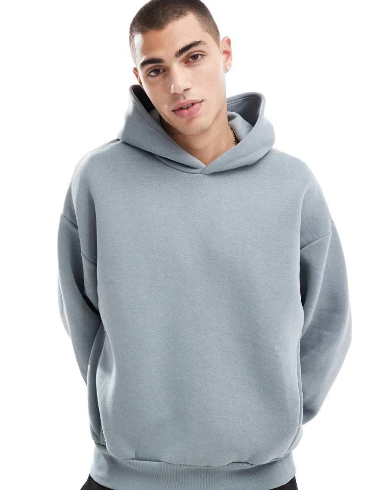 Bershka Bershka boxy hoodie in light blue 1