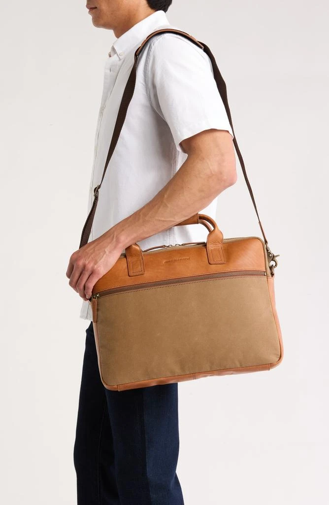 Johnston & Murphy Antique Cotton Canvas & Leather Briefcase 2