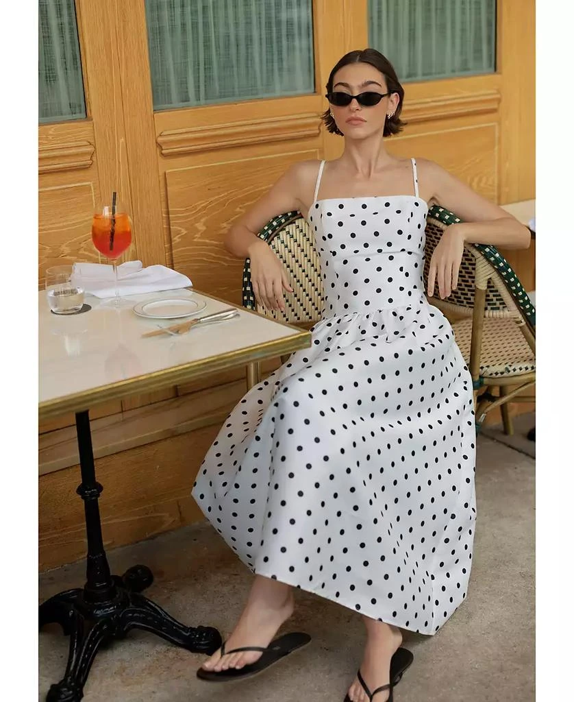 knee length dresses for ladies Polka Dot Eco Midi Dress Chocolate Brown/White main image 0