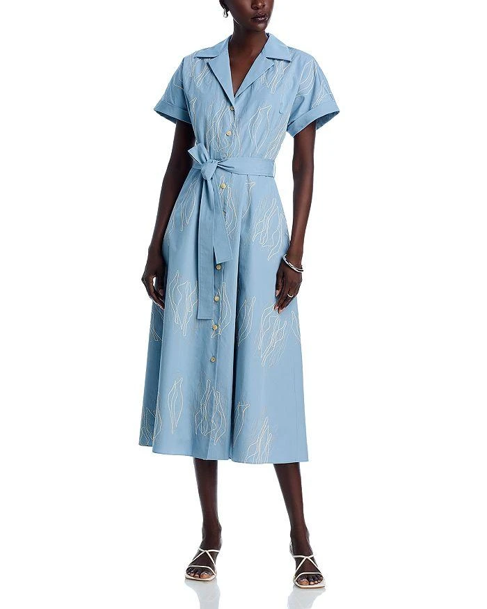 Lafayette 148 New York Embroidered Notch Lapel Midi Dress 1