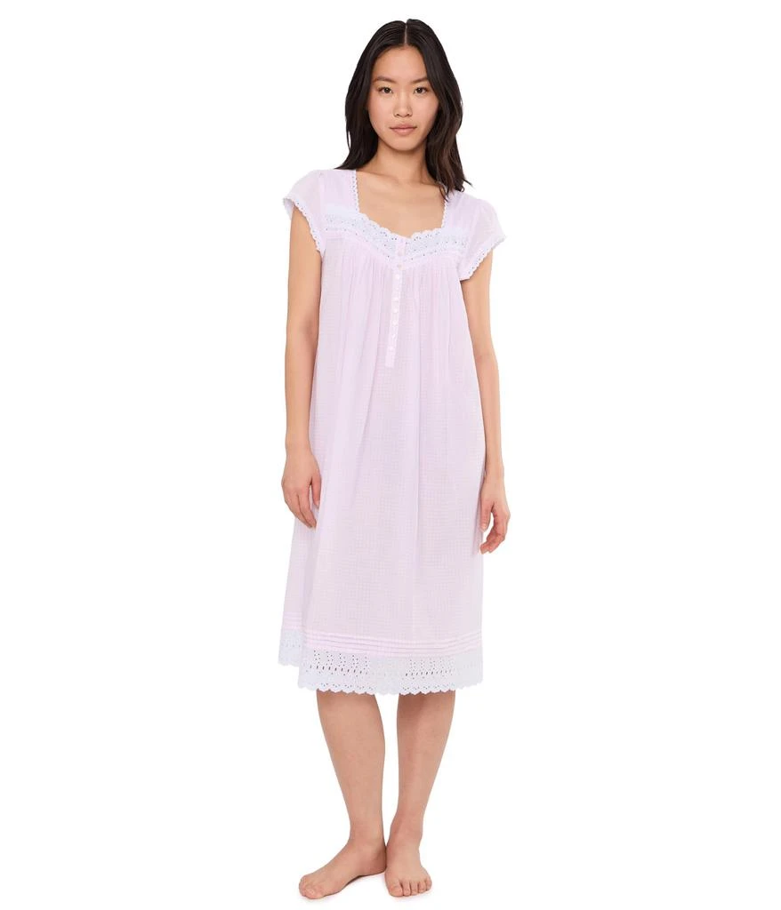Eileen West Cotton Lawn Swiss Dot Cap Sleeve Waltz Nightgown