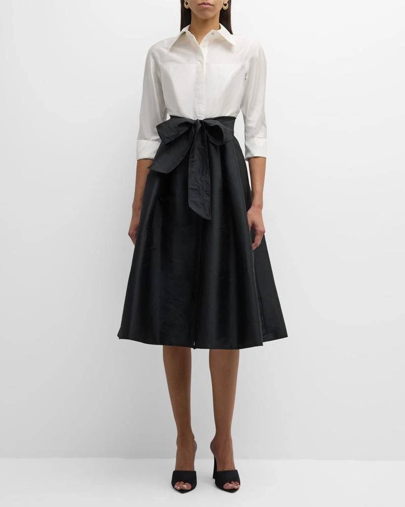 Teri Jon Two-Tone 3/4-Sleeve Taffeta Shirtdress 3