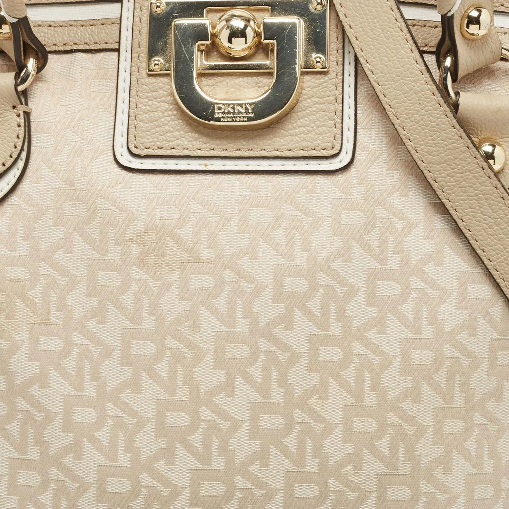 DKNY DKNY Cream/Beige Signature Canvas and Leather Dome Satchel 5