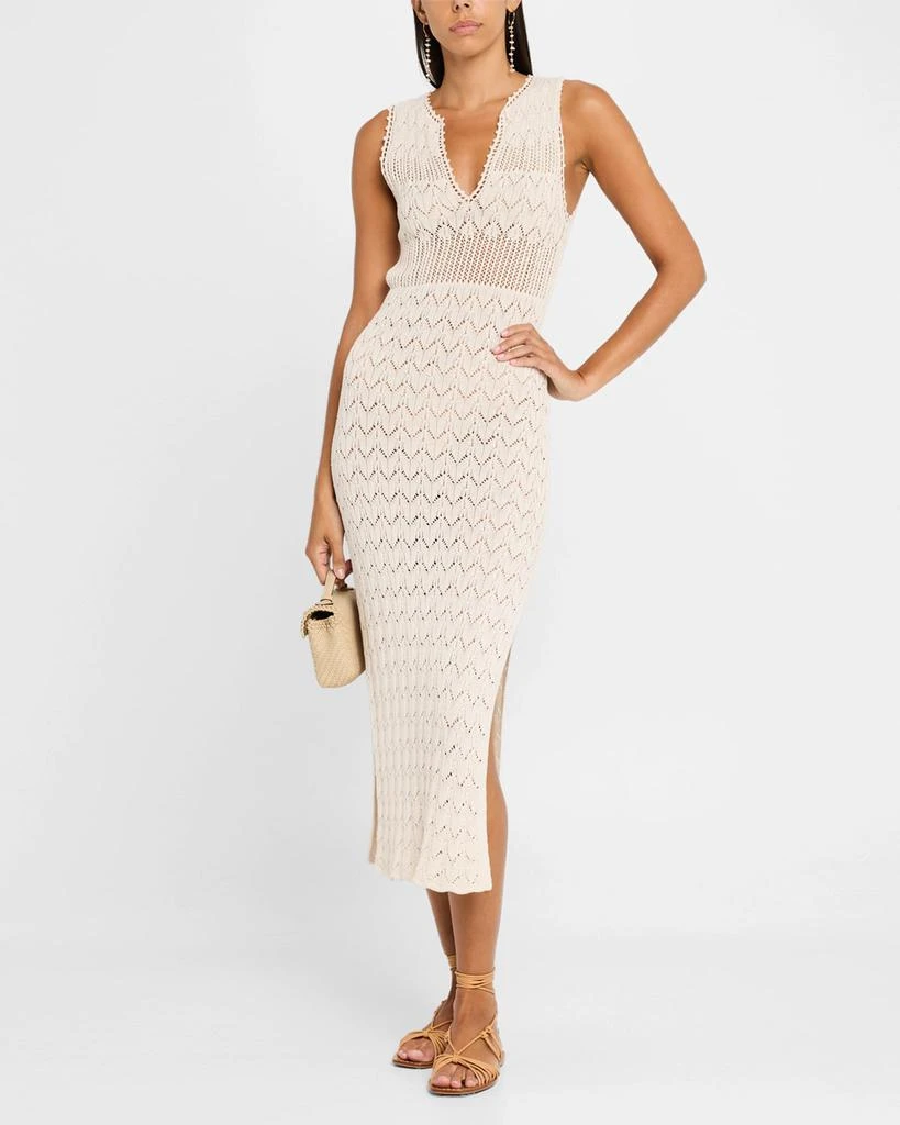 VANESSA BRUNO Elka Sleeveless Pointelle-Knit Midi Dress 2