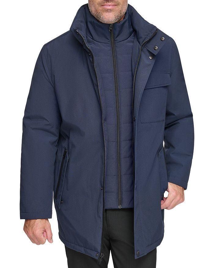 Andrew Marc Harcourt Water Resistant Full Zip Car Coat with Attached Bib