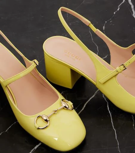 Gucci Horsebit 55 patent leather slingback pumps 5