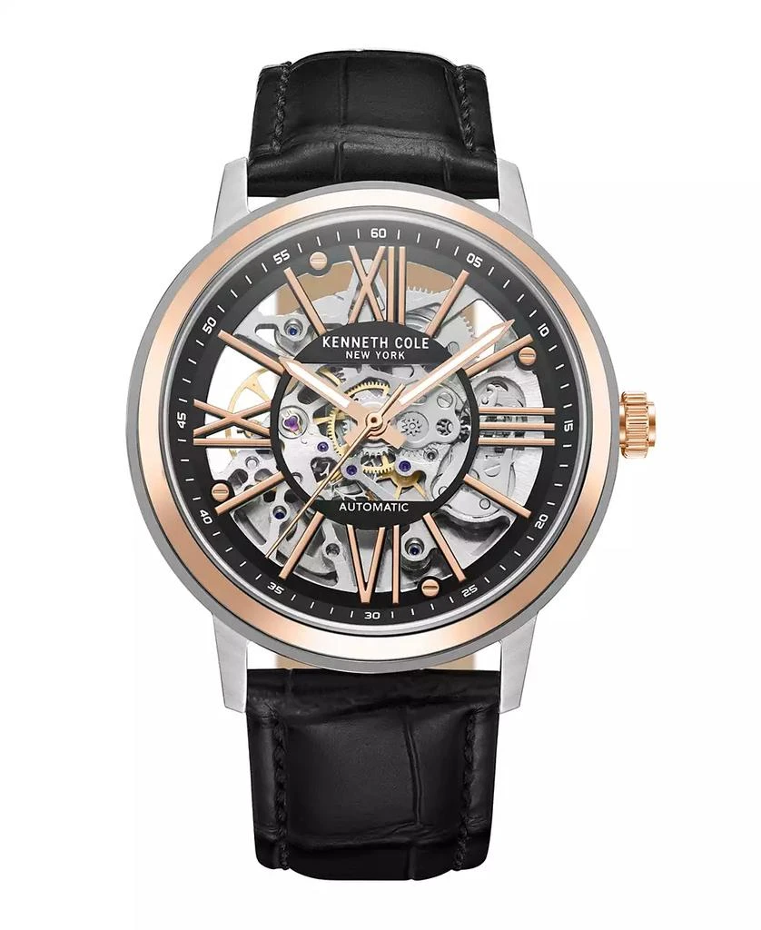 Kenneth Cole Men's Automatic Black Genuine Leather Strap Watch 43mm 1