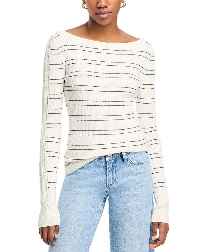 Paige Rhyse Striped Cable Knit Sweater 1