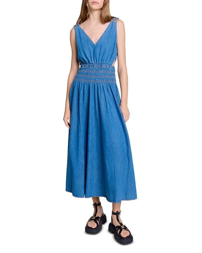 Maje Runim Cutaway Denim Maxi Dress 3