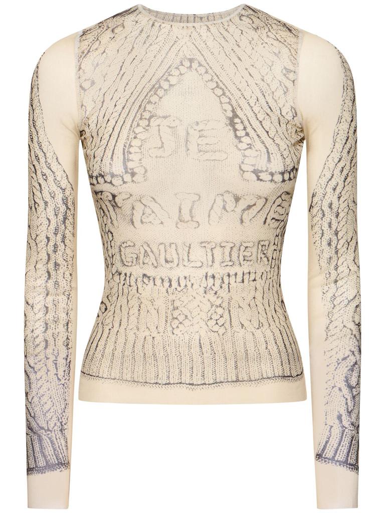Jean Paul Gaultier ★ メダリオンプリント トップス Jean Paul Gaultier Rose Mesh Tops