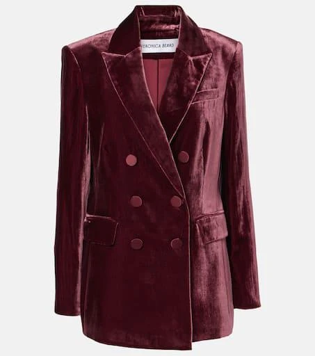 VERONICA BEARD Ellette double-breasted velvet blazer 1