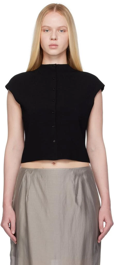 AMOMENTO Black Wholegarment Cap Sleeve Cardigan Vest 1