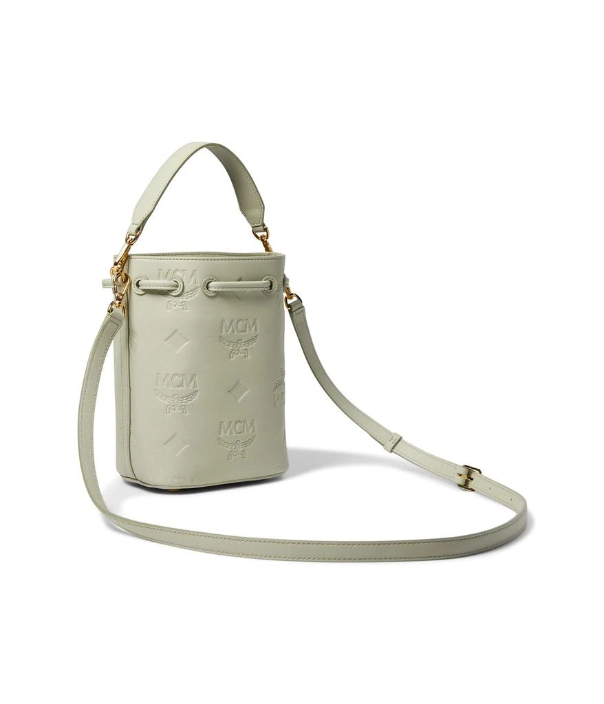 MCM Dessau Embroidered Monogram Leather Drawstring Medium 2