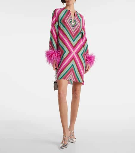 Valentino Feather-trimmed silk crêpe de chine minidress 2
