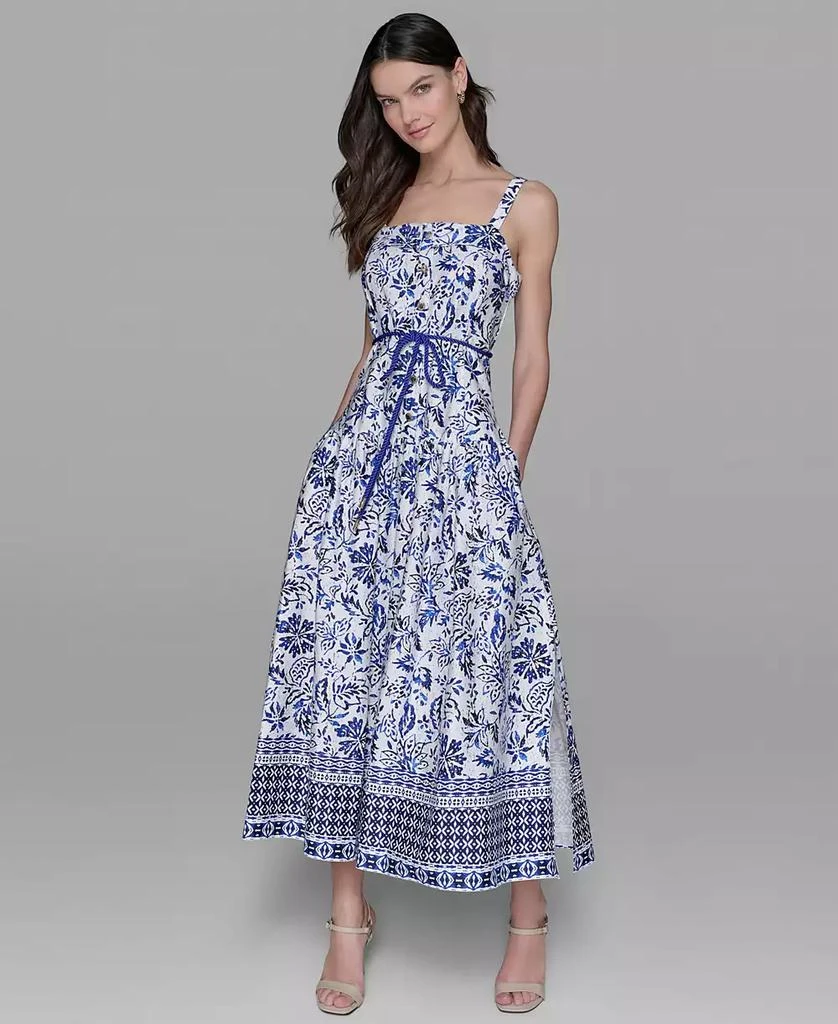 Karl Lagerfeld Paris Women's Floral-Print Square-Neck Midi Dress 1