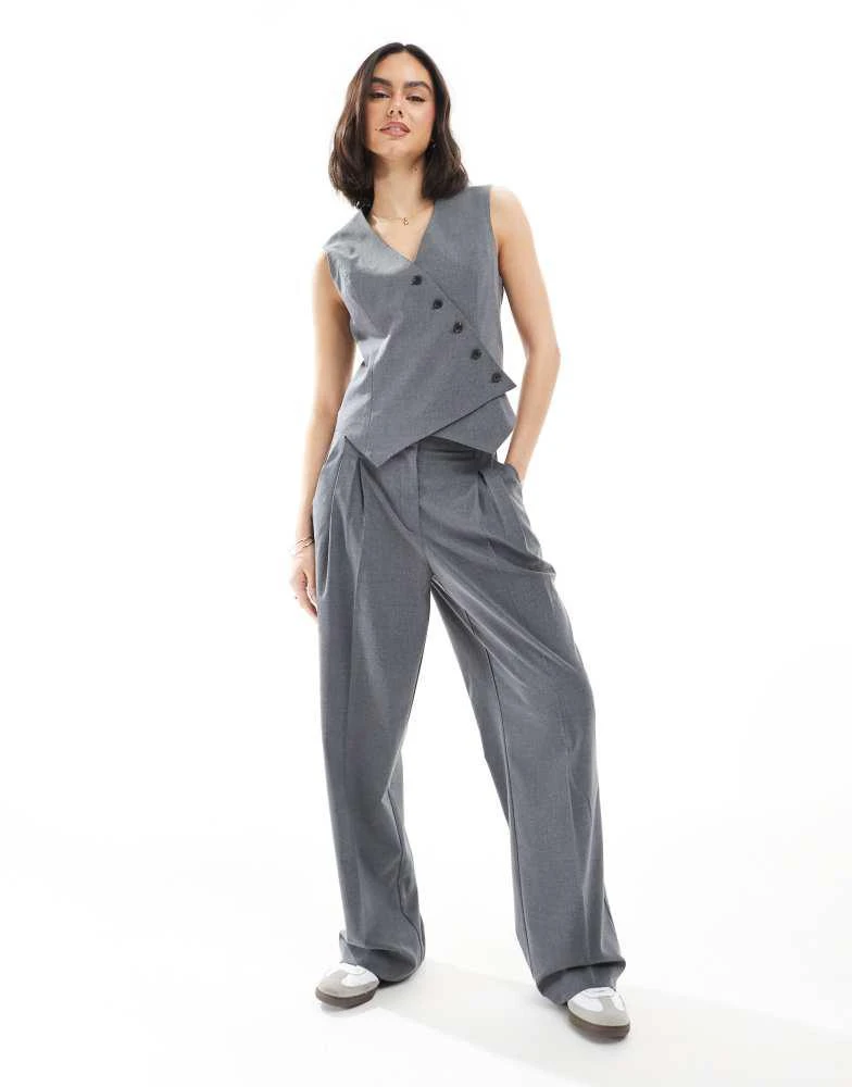 VERO MODA Vero Moda asymmetric waistcoat co-ord in dark grey melange 2