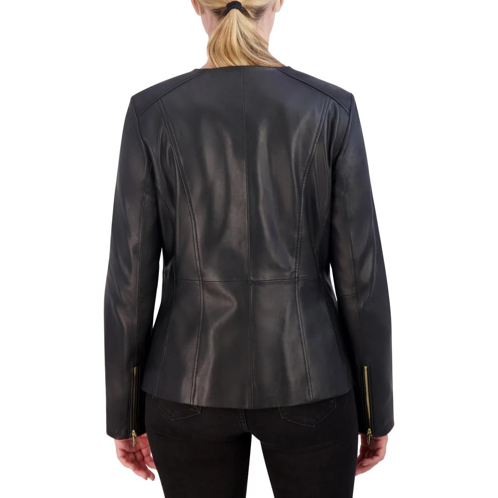 Cole Haan Collarless Leather Jacket 2