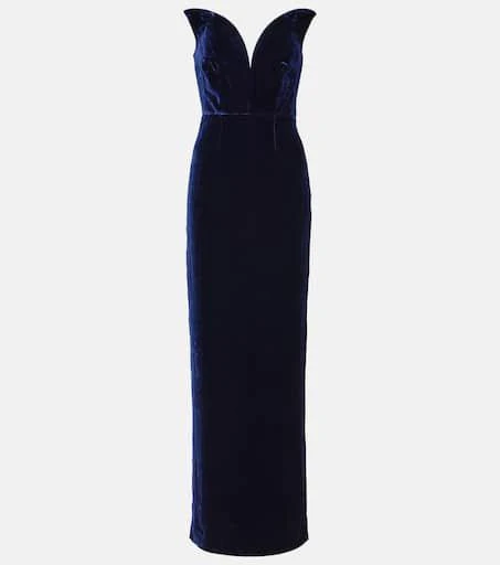 ROLAND MOURET Strapless velvet gown 1