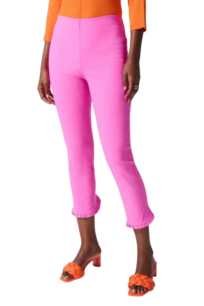 JOSEPH RIBKOFF Ruffle Crop Pant In Pink