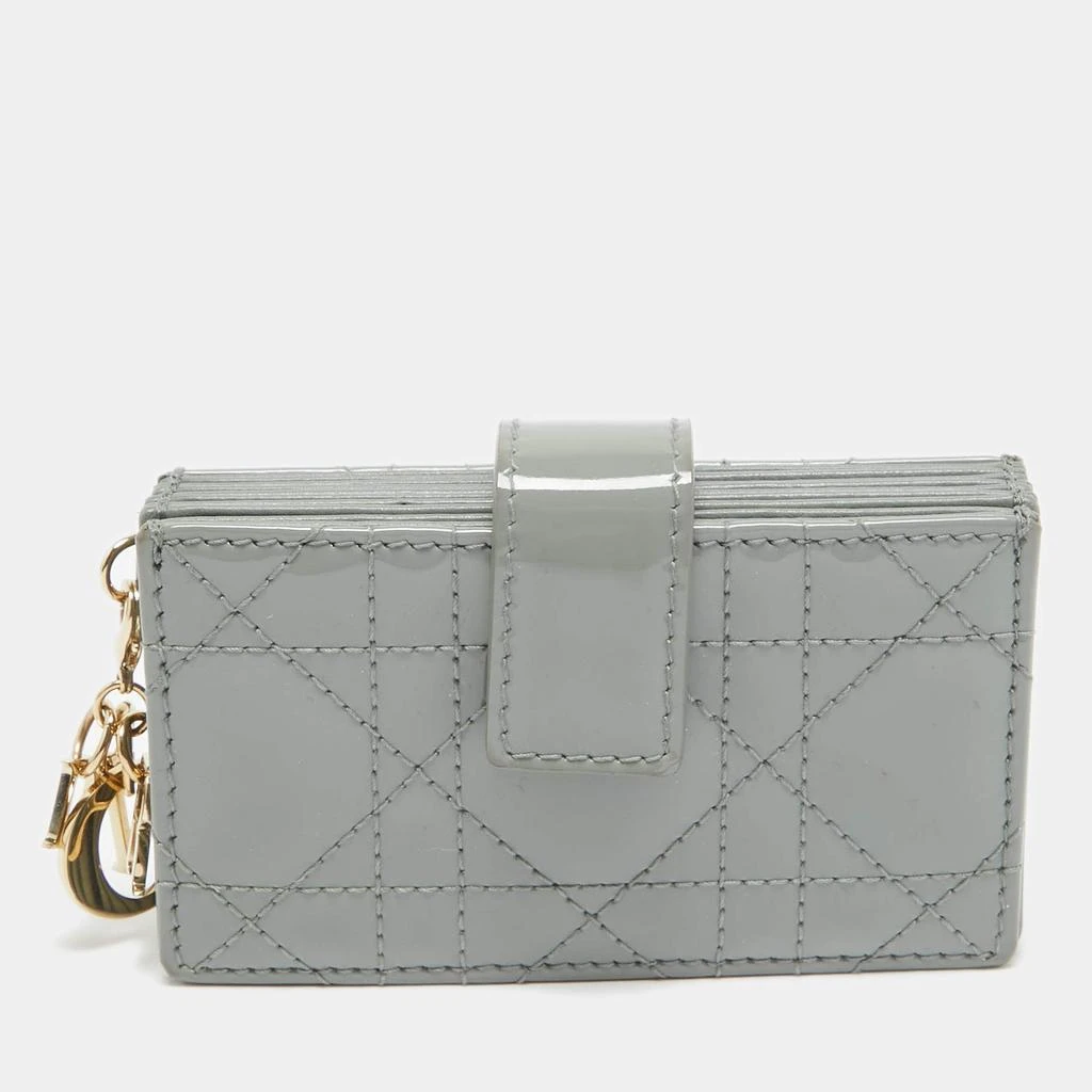 Dior Dior Grey Cannage Patent Leather Lady Dior 5 Gusset Card Holder 1