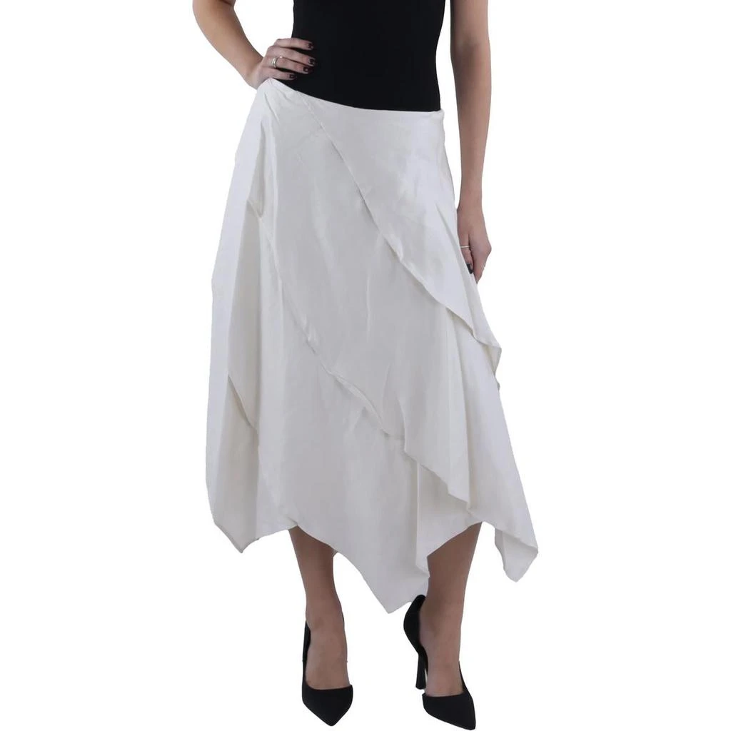 BCBG Womens Tiered Mid Calf Asymmetrical Skirt 1