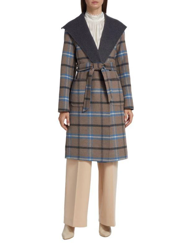 Tahari Wallace Plaid Wrap Coat 1