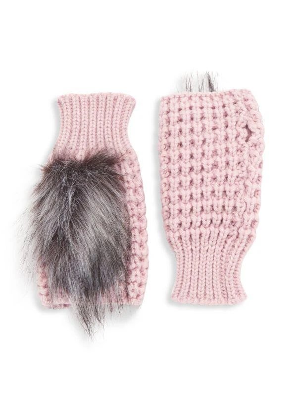 Adrienne Landau Faux Fur Knit Mittens 1