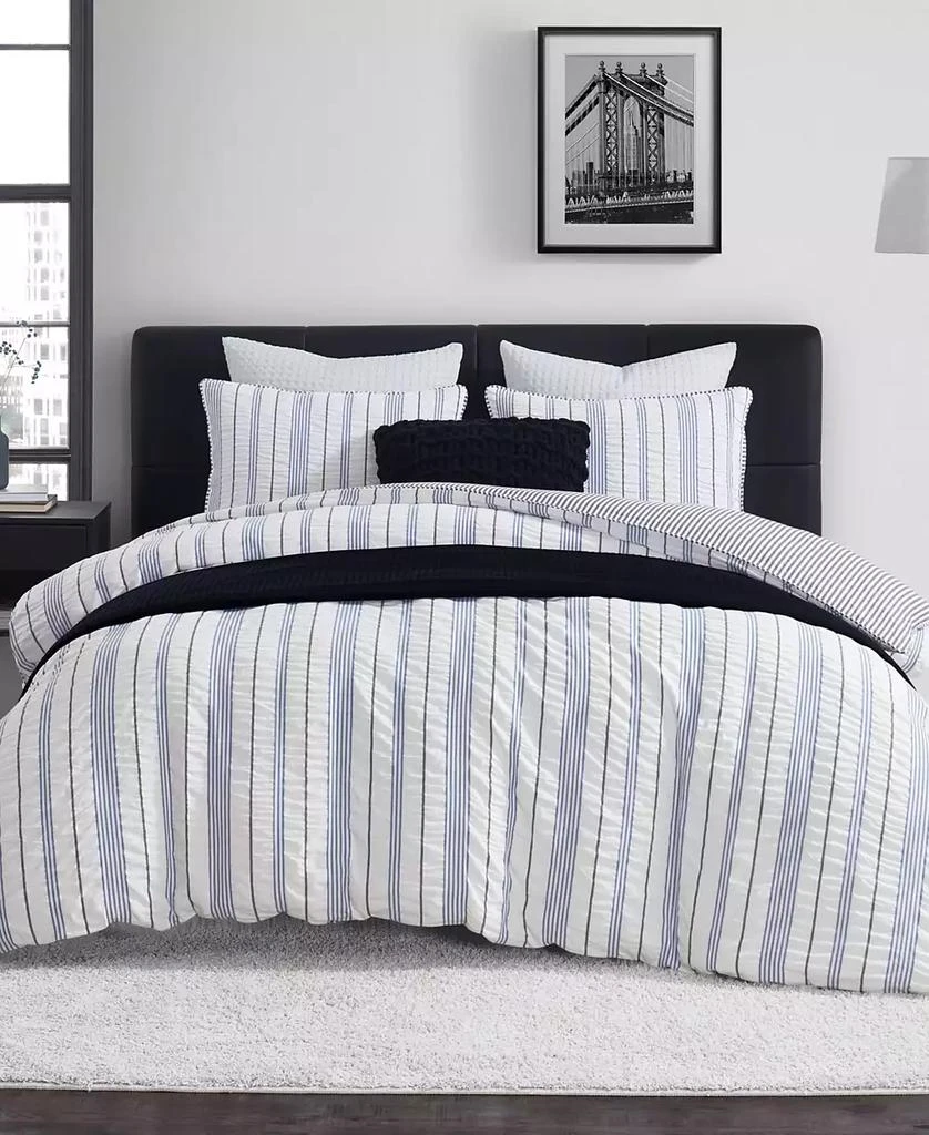 DKNY Seersucker Stripe 3 Piece Duvet Cover Set 2