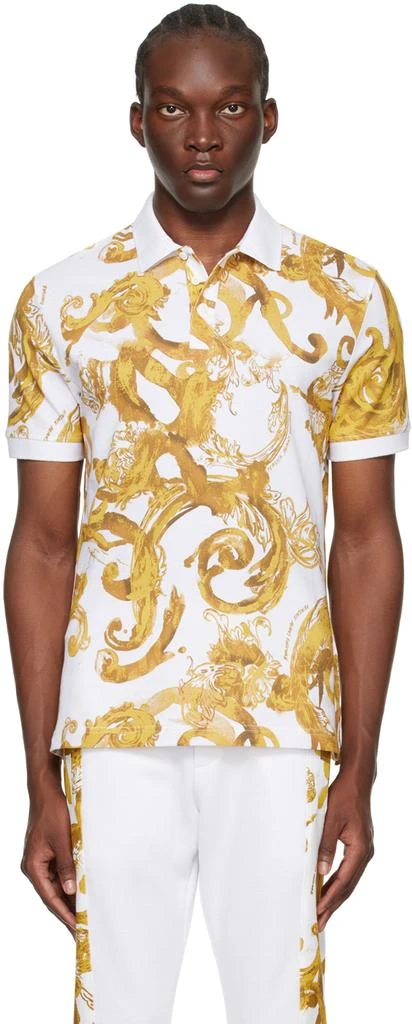 Versace White Watercolour Couture Polo 1