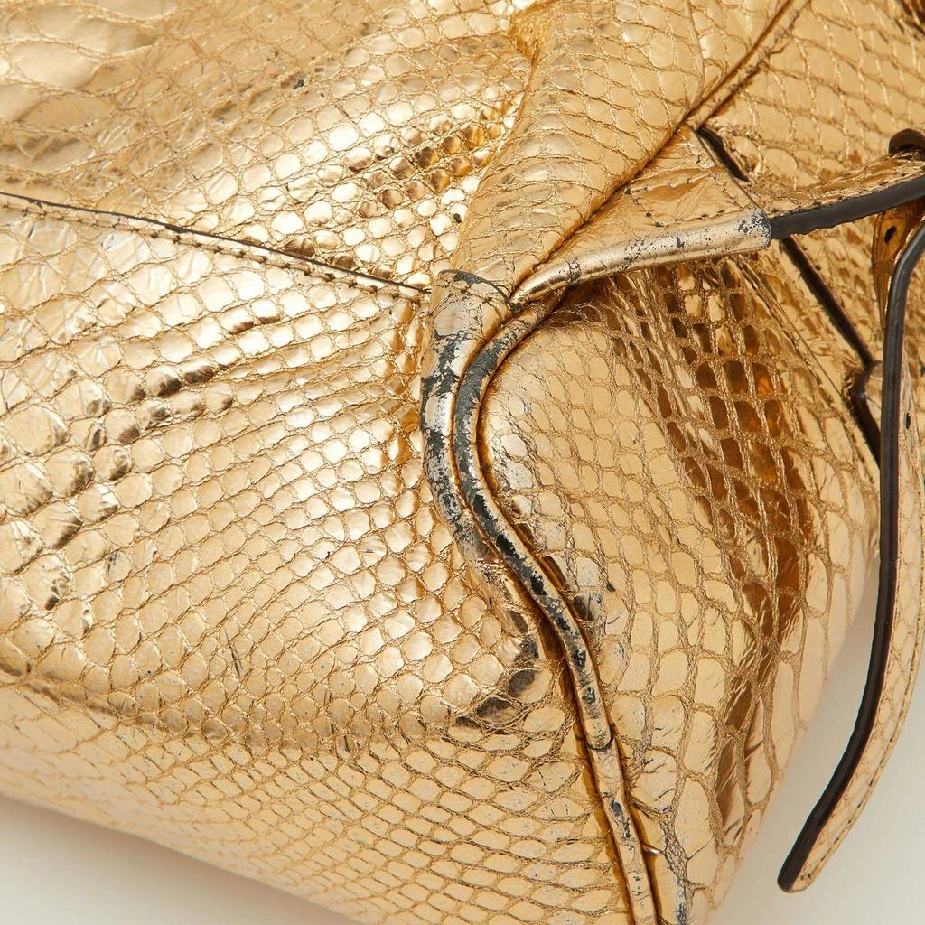 Michael Kors Michael Kors Metallic Gold Python Embossed Leather Small Rhea Backpack 14