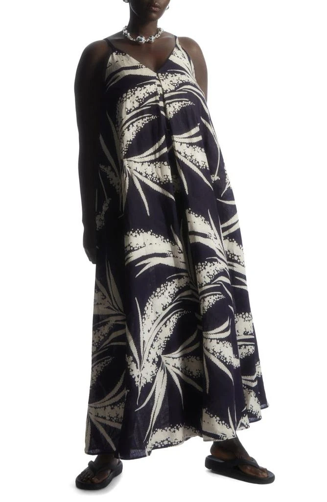 cos Palm Print Linen Maxi Dress 1