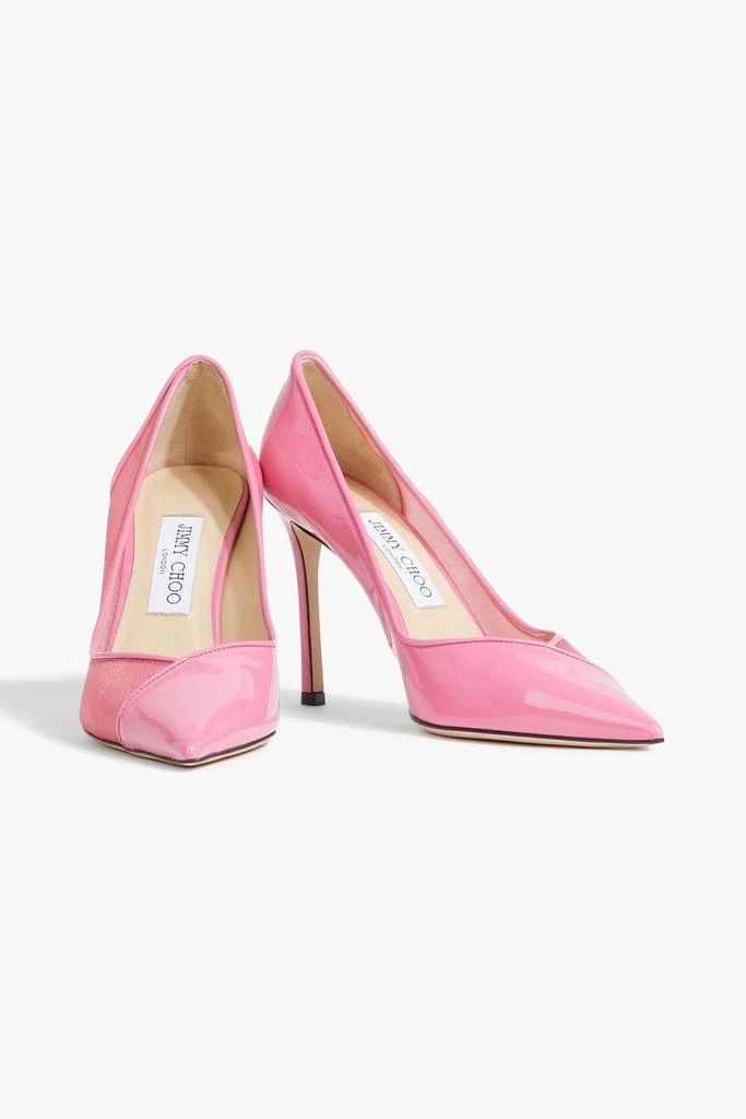 Jimmy Choo Cass 95 mesh and patent-leather pumps 2