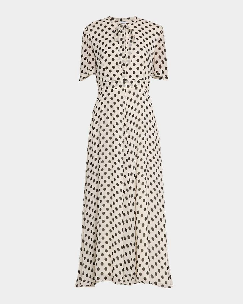 Marella Lorenza Tie-Neck Polka Dot Maxi Shirtdress 1