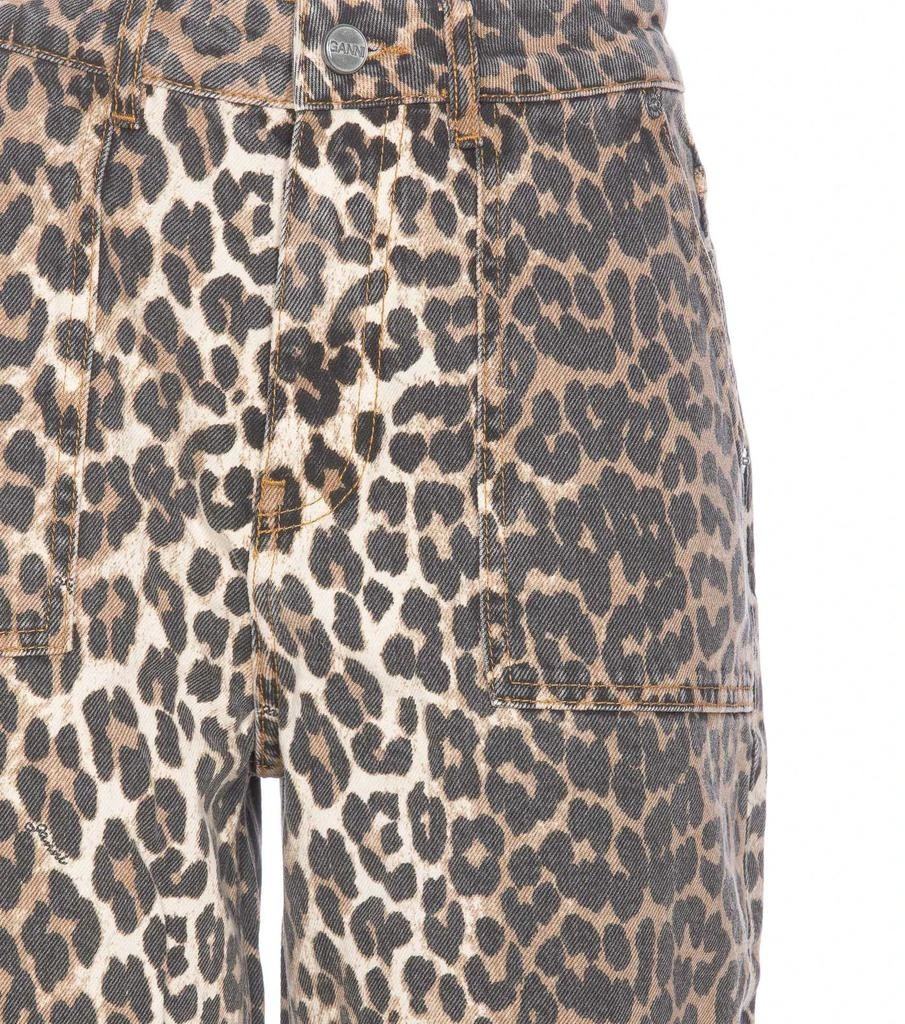 Ganni Ganni Leopard Printed Straight Leg Jeans 4